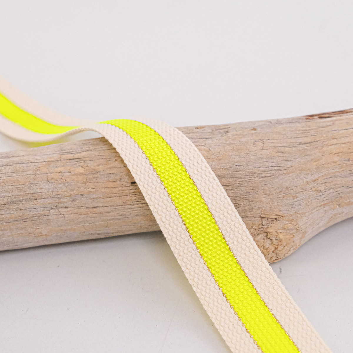 Sangle Coton Lurex Bicolore Jaune Fluo - Maison Klem